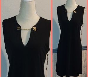 NWT Calvin Klein gold chain Black Dress size 6-8